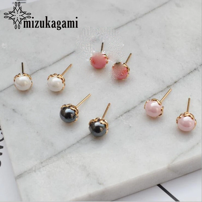 

Bright Color Shell-Like Pearl Ear Needle Charms 10pcs/lot For DIY Earrings Jewelry Making Finding Accessories