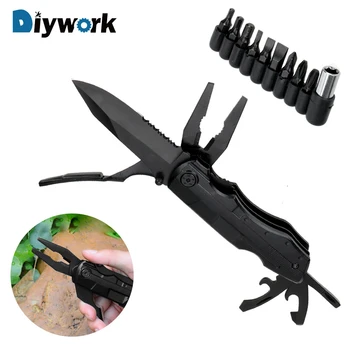

DIYWORK Multitool Folding Tools Pliers Knife Bottle Opener Screwdriver Kit Bits Camping Outdoor Survival Tools Hand Tools