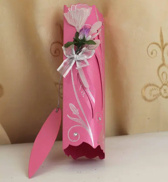 60 pcs lot rose red color luxury design adorable romantic paper wedding invitation scroll design