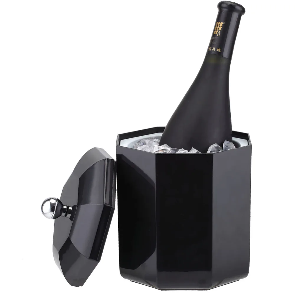 

Smad 2L Dualrable Ice Bucket for Ice Maker Wine Cooler Party Bar Wine Chiller Mini Portable Ice Box Fruits Ice Keeper-Black