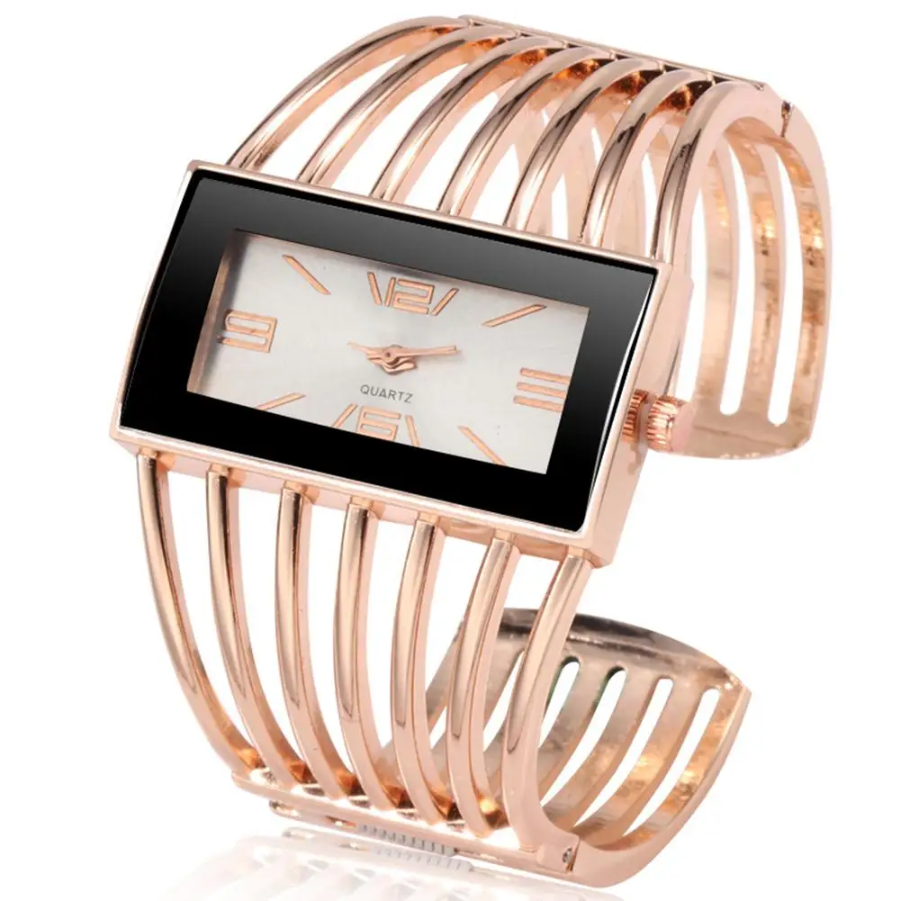 

Fashion Women Big Rectangular Multilayer Open End Analog Quartz Wrist Watch