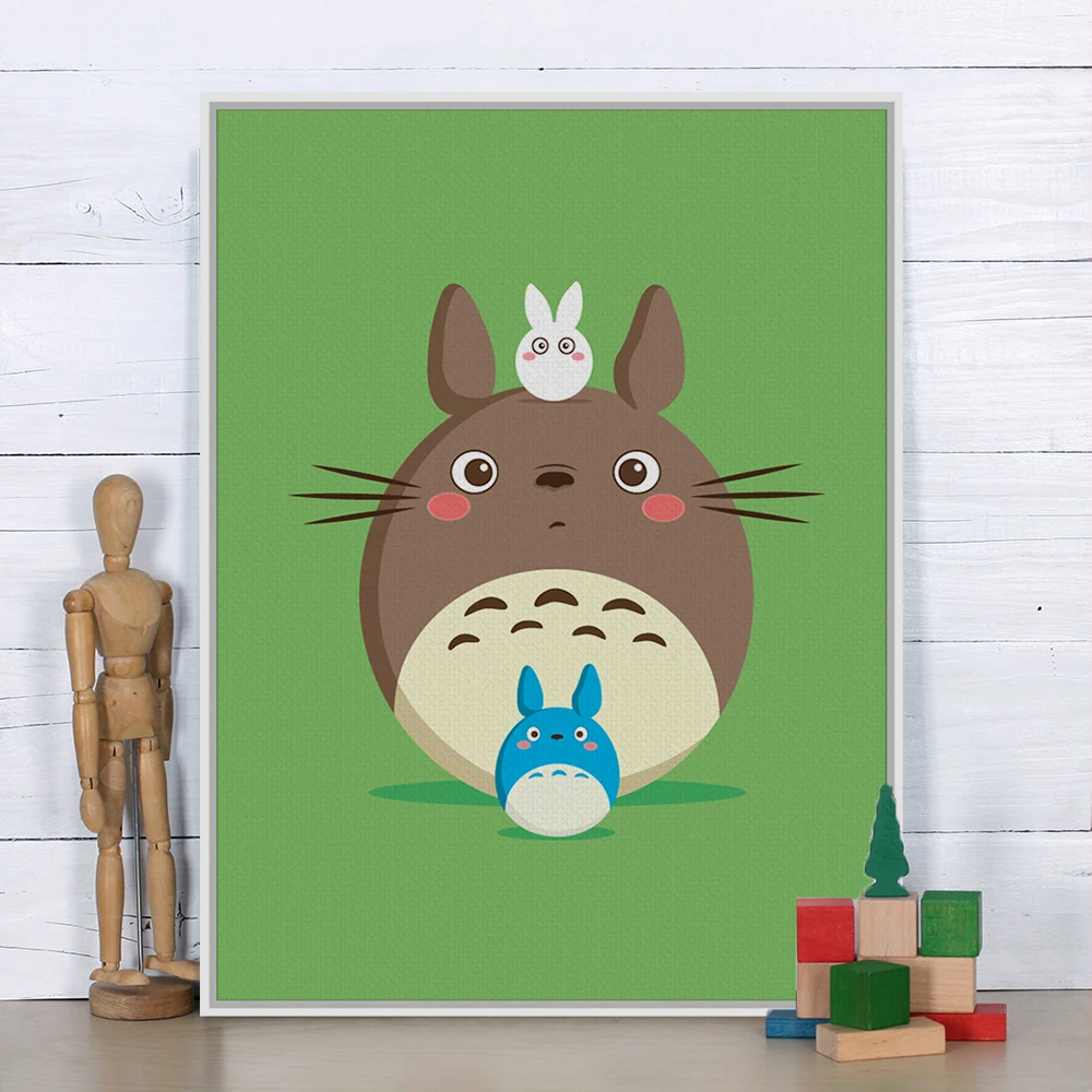 

Anime Totoro Green Mizayaki Ghibli Pop Movie Poster Prints Cartoon Film Large Kawaii Canvas Painting Kids Room Wall Art Gifts