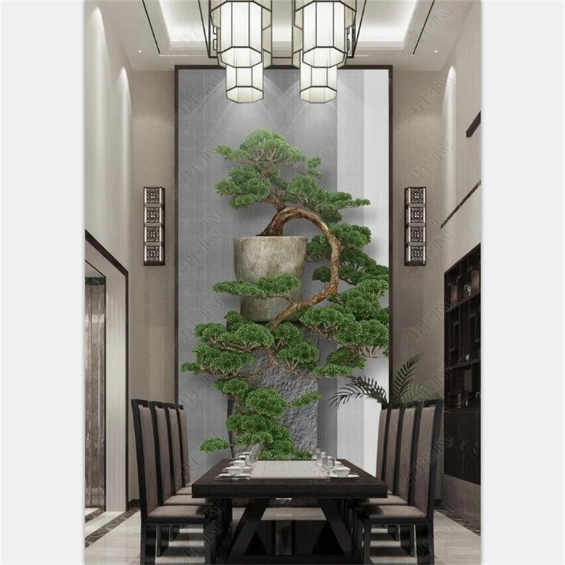 

beibehang Custom 3d wallpaper mural Chinese Zen three-dimensional pine tree porch mural background wall decoration