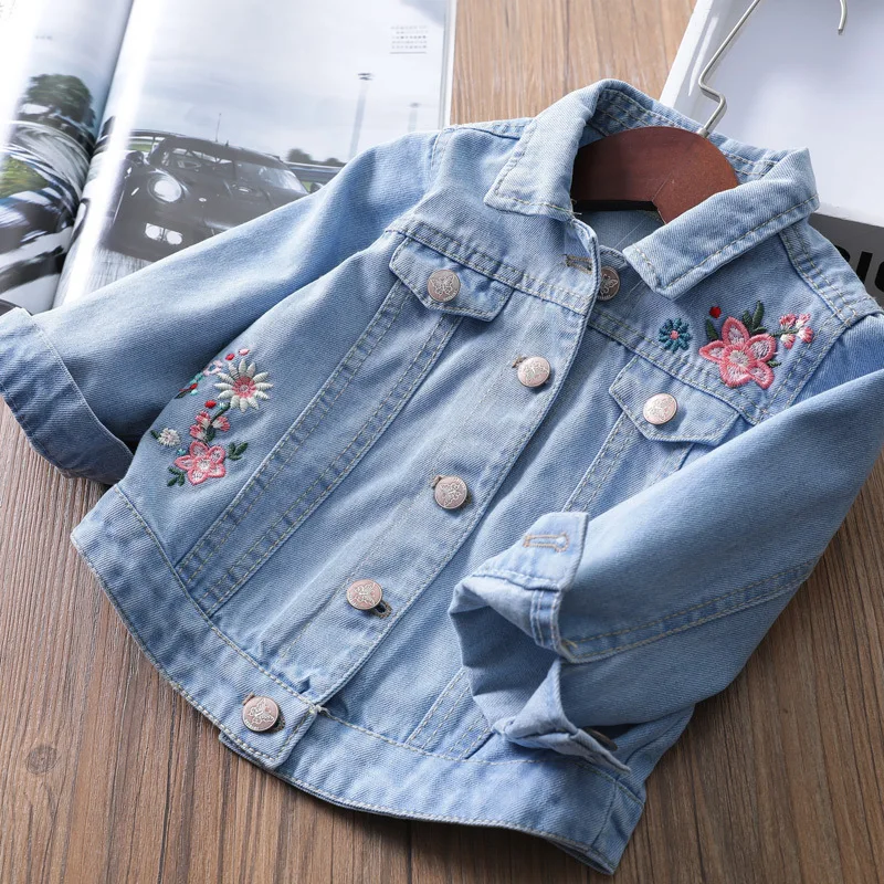 

Girl denim jacket coat Flower embroidery New fashion Children's Spring Autumn coat kids jacket baby coat girl's baby jacke CT022