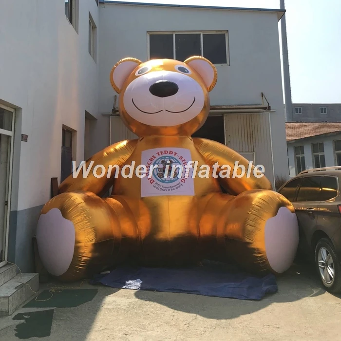 New design 3m golden giant inflatable bear inflatable characters for