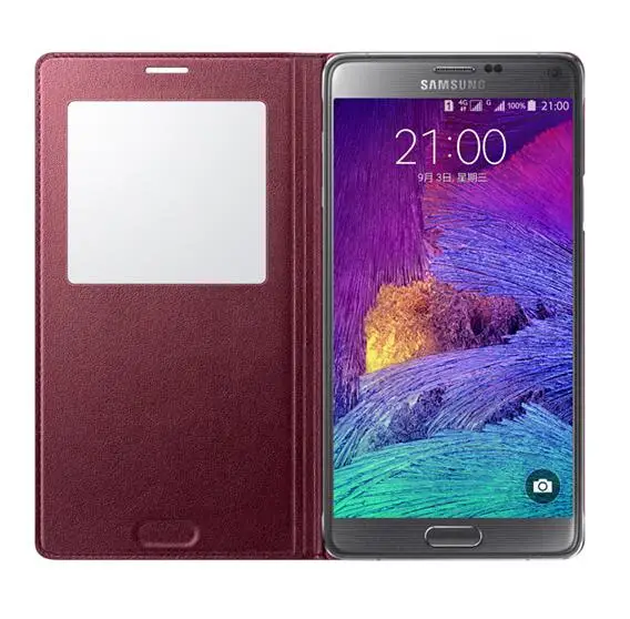 FGHGF Note4 чип smart Case ответ чехол для samsung Galaxy Note4 N9100 N9108 Кожа Флип Случаи Роскошные спереди Вид из окна