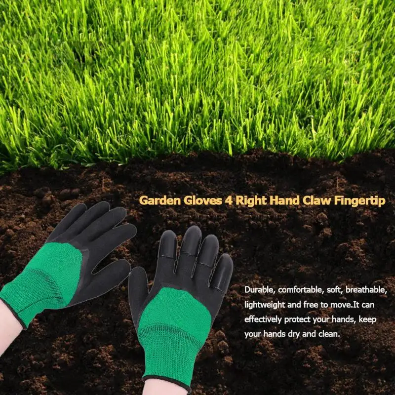 1 Pair Garden Gloves 4 ABS Plastic Garden Genie Rubber Gloves With Claws Quick Easy to Dig and Plant For Digging Planting