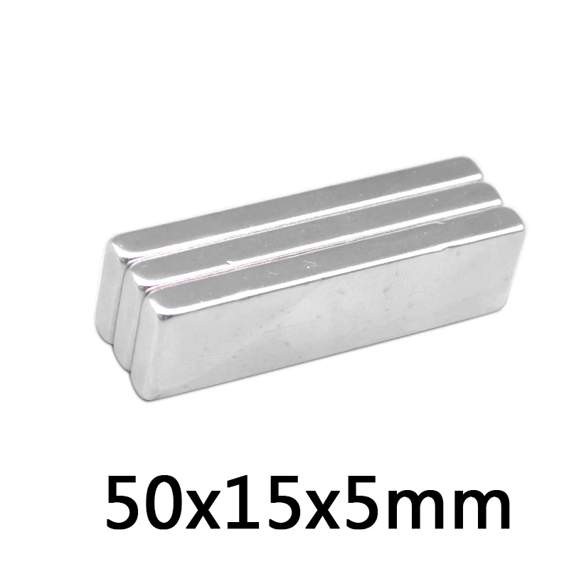 

2pc 50*15*5 Big Bulk Super Strong Strip Block Magnet Rare Earth Neodymium 50 x 15 x 5 mm N35 free shipping