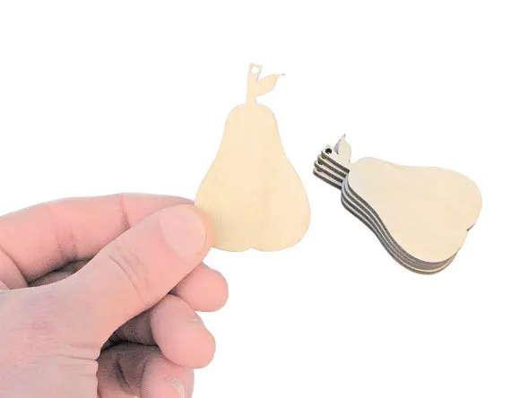 

Set of 5pcs. Wooden Pears Shape Art Projects Craft Hanging Tag Decoration Gift Decoupage Laser Cut