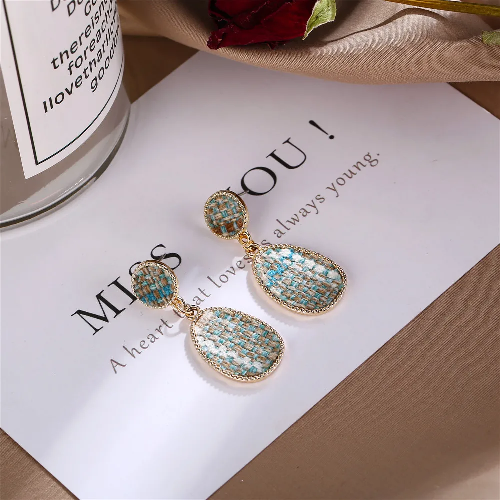 17KM Fashion Geometric Cotton Drop Earrings For Women Vintage Heart Round Triangle Dangle Earring Brincos Pendant Jewelry Gifts