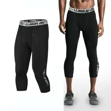 Мужские компрессионные штаны 3/4, быстросохнущие штаны для бега, фитнеса, бега, спортивные штаны, эластичные трико, леггинсы, обтягивающие штаны