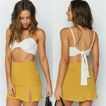 Новые модные сексуальные женские летние Сплит однотонные юбки женские облегающие Короткие мини-юбки Асимметричная облегающая одежда для клуба