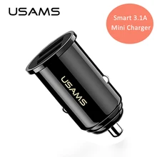 3.1A Мини Автомобильное зарядное устройство для iPhone samsung Xiaomi USAMS Быстрая автомобильная зарядка двойной USB автомобильный адаптер зарядного устройства для телефона зарядное устройство для мобильного телефона