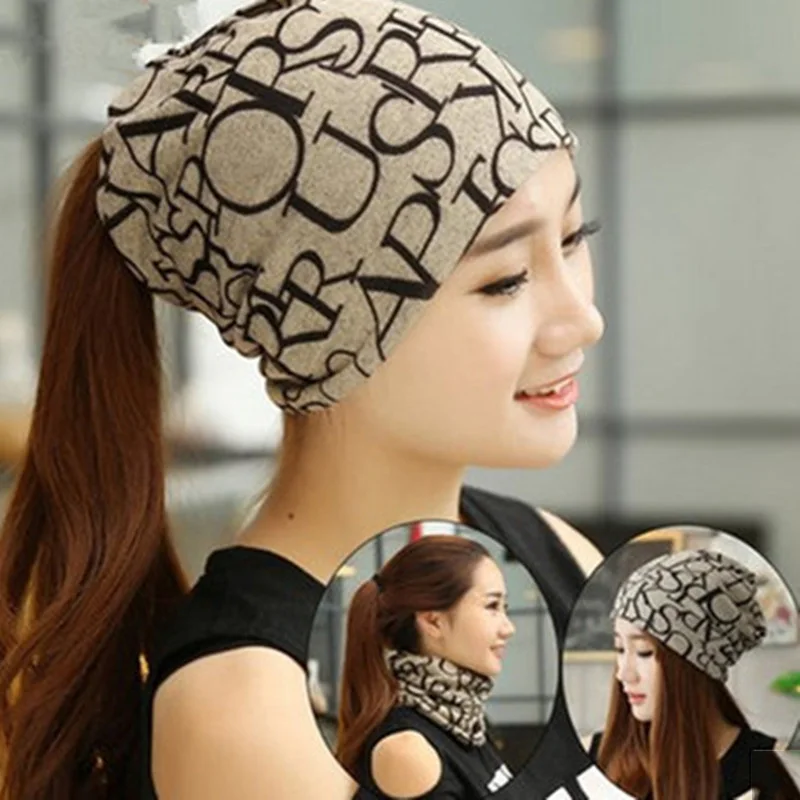 

Korean Women Spring Autumn Winter Warm Cover Headgear Beanies Winter Scarf Knitted Hat Hip-hot Skullies Girls Gorros