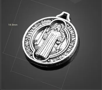

Saint Benedict Medal Cross Crucifix Charm Beads 100pcs 14.9x14.3mm Antique Silver Pendants Fashion Handmade Jewelry DIY