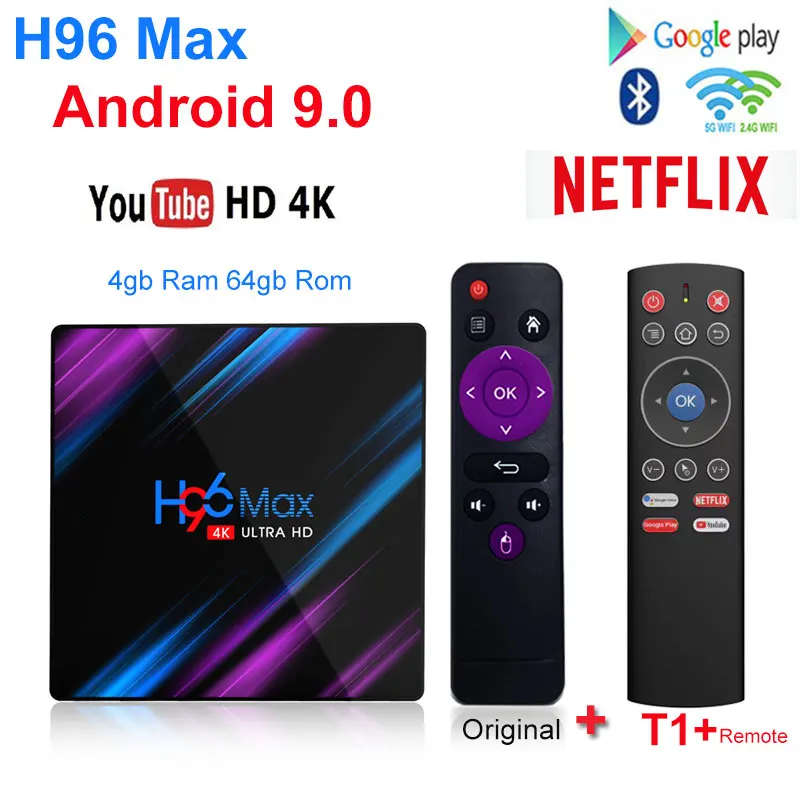 

H96 Max Rockchip RK3318 4K Smart TV Box 2.4G&5G Wifi BT4.0 H96Max 4GB 64GB Media Player Android 9.0 TV Box x96 max