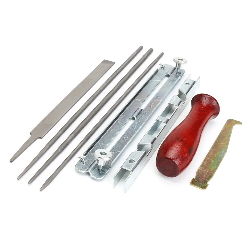 8pcs/Set Chain Saw Sharpening Kit Files Guide Kit Chainsaw File Tool Set Guide Bar File Instructions Hand Tool Kits