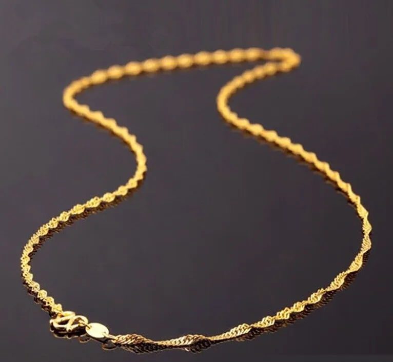 Hot sale 999 Solid 24K Yellow Gold Chain Necklace/ Singapore Chain Necklace/ 2.4g-in Chain ...