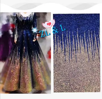 

High quality 3+3 gloss sheet gradient gold film gradient French mesh ZLL-2915 African lace dress women's preferred