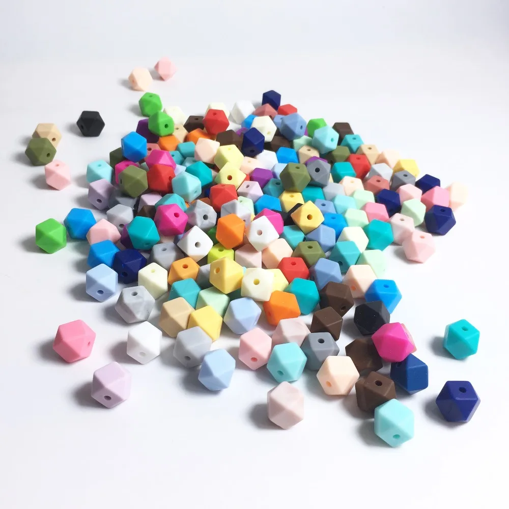 

10pcs 11mm Silicone hexagon Beads Baby Teething beads Mon Necklace Pacifier Clips Holder Accessories BPA Free Silicone teether