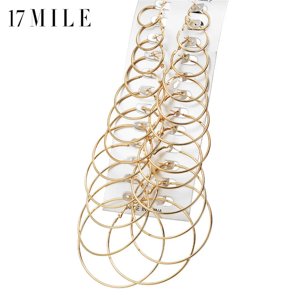 

17MILE 12Pairs/Set Big Circle Oversize Hoop Earring Sets For Women Fashion Brincos Simple Punk Round Earrings Party Jewelry Gift