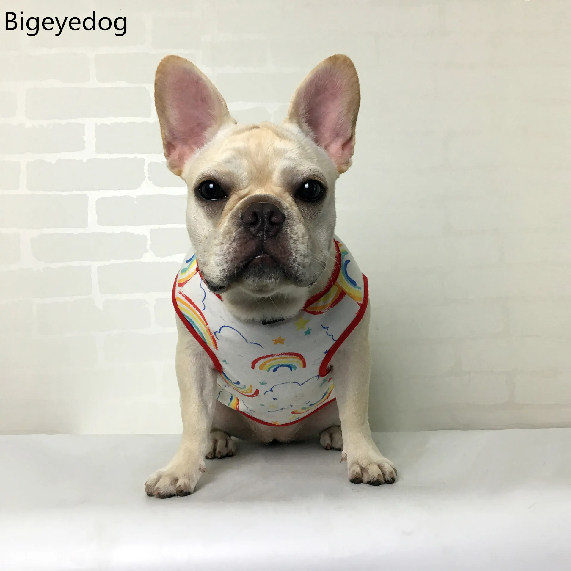 Bigeyedog собачья одежда летняя для Мопсов, французских бульдогов Костюмы Пудель футболка без рукавов летняя одежда для животных, одежда, костюм