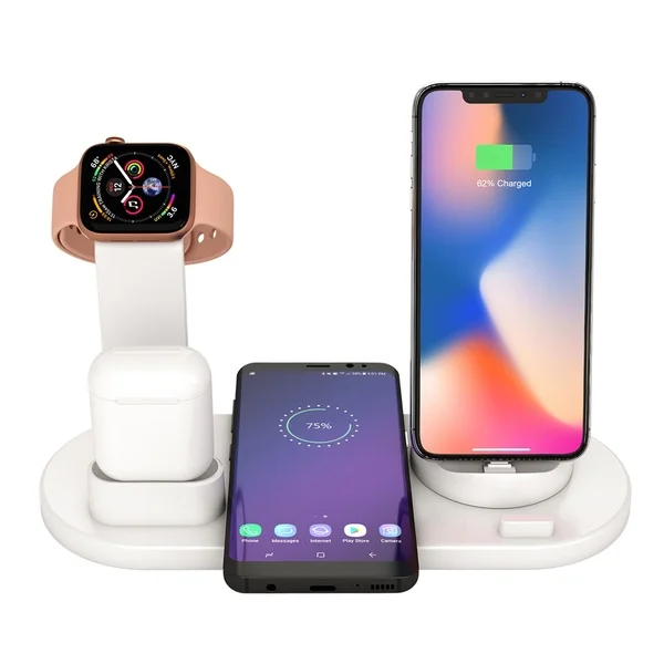 3 в 1 беспроводная зарядная док-станция для iPhone Airpods Apple Watch Поворотная Зарядная база для IPhone Android type-C huawei