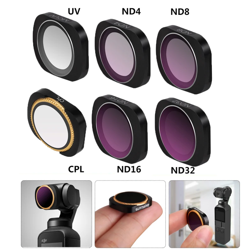 Набор из 6 магнитных фильтров алюминиевого сплава MCUV CPL ND 8 4 16 32 64 для DJI OSMO Pocket 2 Camera