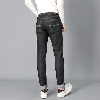 

men's regular fit whisker washed embroidery denim jeans pants trousers for boys guys spring autum