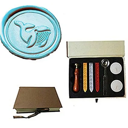 

MDLG Vintage Lovely Whale Custom Picture Logo Wedding Invitation Wax Seal Sealing Stamp Sticks Spoon Gift Box Set Kit