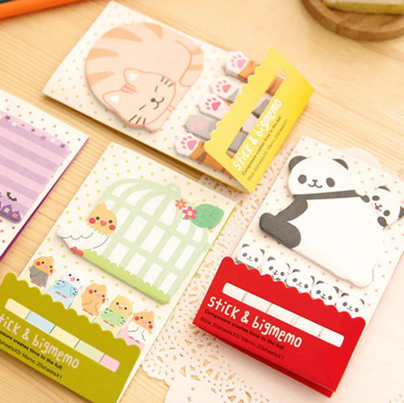 Lovely Pretty Animal Cat Panda Sticky Notes Post It Memo Pad Paper Bookmarks School Supplies Planner Stickers Korean Stationery desk weekly daily memo pad planner cartoon sticky notes stickers diary post it paper stationery to do list office supplies