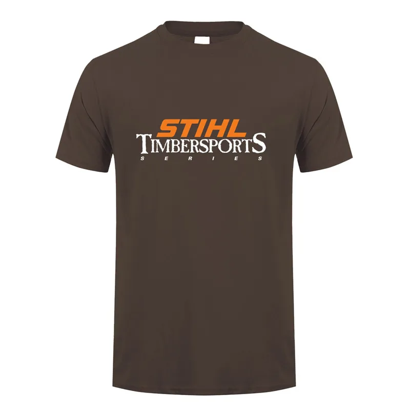 Stihl Timbersports серия футболка мужская с коротким рукавом хлопок лето Человек Stihl Футболка мужская футболка DS-004 - Цвет: dark chocolate