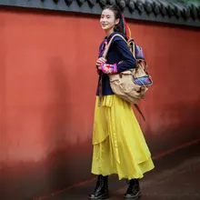 LYNETTE’S CHINOISERIE 2017 autumn women irregular solid color long skirt national trend bust skirt