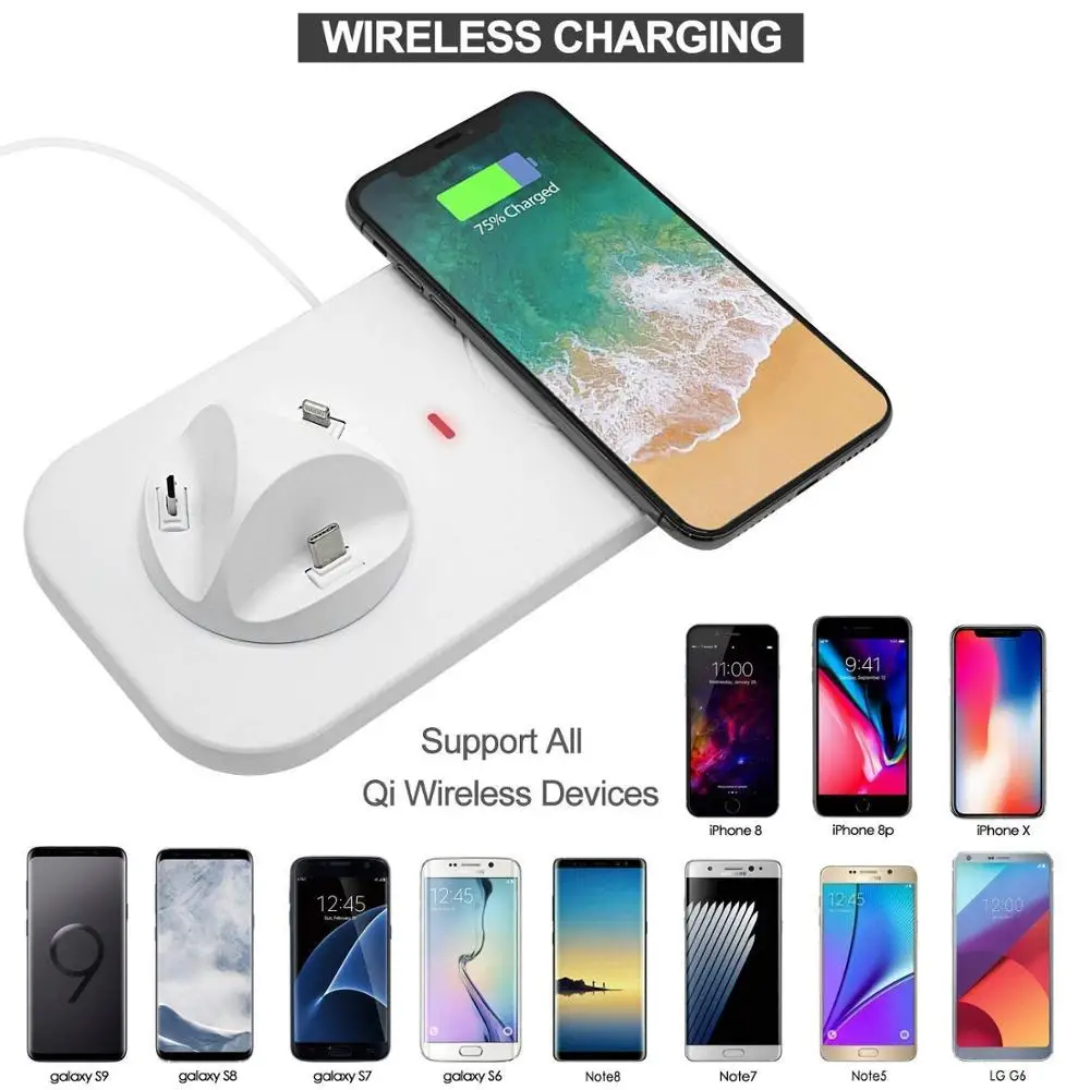 

LARNEDUO Wireless Charger Fast Charging for iPhone 8 X XS Max XR Apple Watch 4 3 2 Airpods 10W Quick Charge For Samsung S9 S8 S7