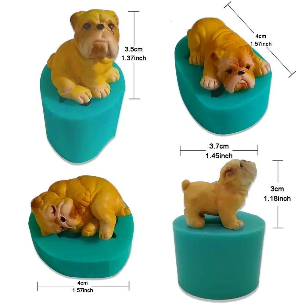 Мини бульдог силиконовая форма для украшения торта маленькие собаки тема Свеча Плесень цементная Штукатурная смесь Полимерная глина форма животного
