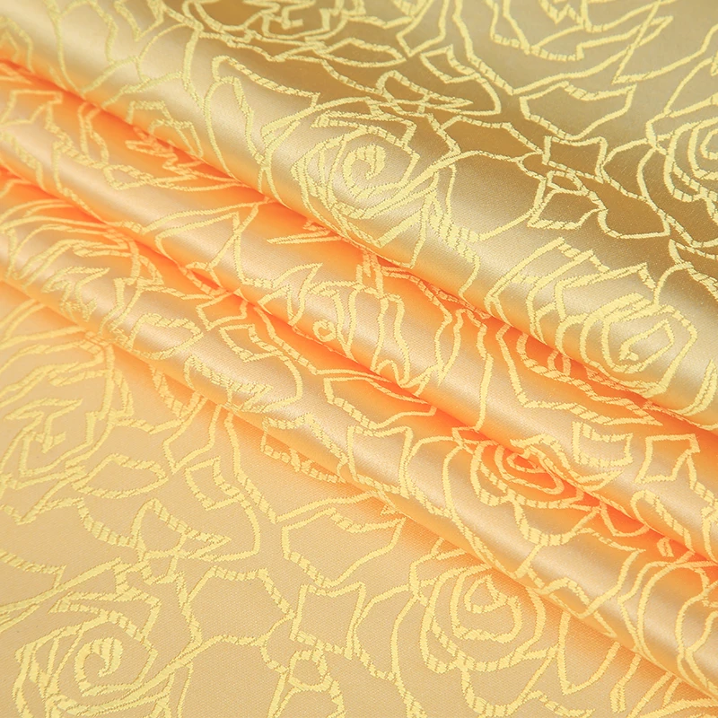 HLQON Желтый металлик жаккардовые ткани парчи, японский Ветер 3D жаккардовая окрашенная пряжа ткани для одежды, постельные принадлежности, сумка на метр
