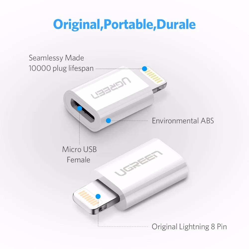 Ugreen USB адаптер для iPhone 8 Lightning-Micro USB для iPhone 11 Pro XS 7 адаптер для быстрой зарядки и синхронизации данных для iPad USB кабель