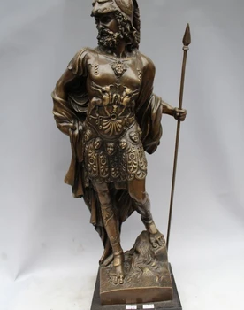 

26 Western Bronze Copper Marble Art Home Decoration Roman Warrior Statue