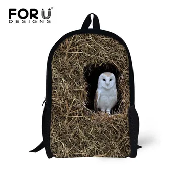 

FORUDESIGNS Creative Elementary Kids Daily Backpack for School Unique Printing Owl Bird Cat Child Daypack for Girls Leightweight