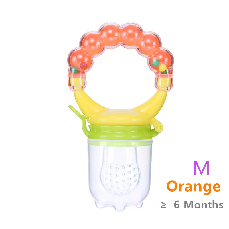 Безопасная силиконовая бутылочка для кормления свежего молока и фруктов, бутылочка с соской для обучения ребенка, чашка для кормления с ручкой, доступно 5 цветов - Цвет: Orange-M