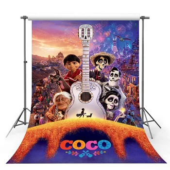 

NeoBack Vinyl Cartoon Photography Backdrops Coco Family City View Miguel Music Dream Guitar Photo Backdrop For Photo Studio