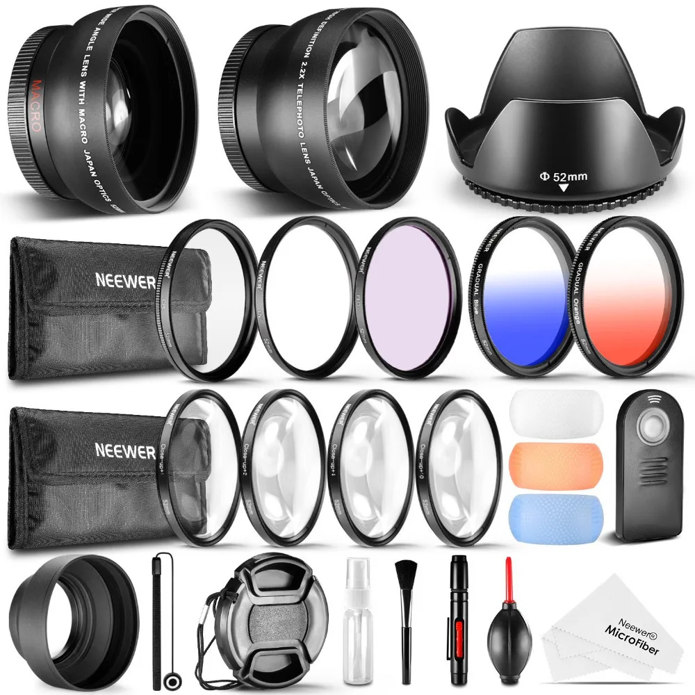 Neewer 52MM Accessory&Cleaning Kit for Nikon D3300 D3200 D5300Wide