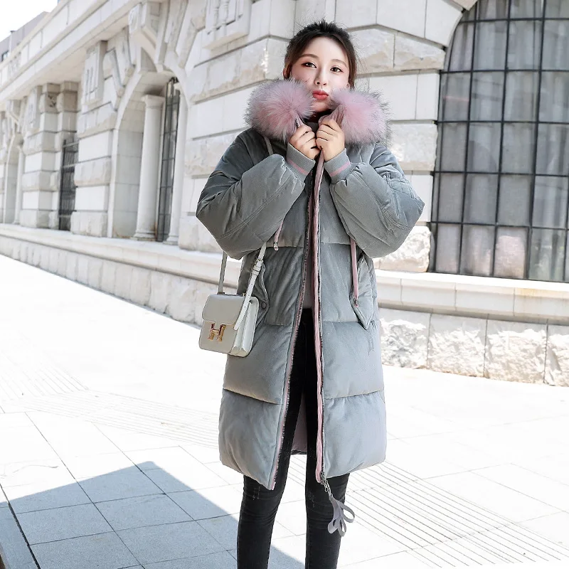 Women loose jacket parka 2018 Gold velvet autumn and winter wear Korean cotton down long coats jacket female parkas coat jackets Women loose jacket parka 2018 Gold velvet autumn and winter wear Korean cotton down long coats jacket female parkas coat jackets