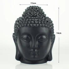 Essential Oil Furnace Aromatherapy Burner Buddha Head Aroma Oil Station Ceramic Temple India Incense Black Buddha + 1 holder incense burner buddha head aromatic oil burner ceramic aromatherapy lamp light candle aroma furnace oil lamp essential home g