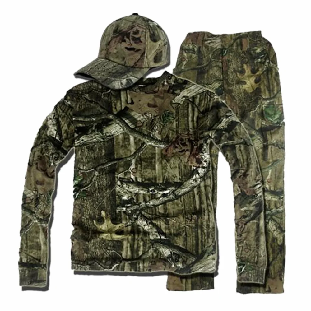 Cotton Breathable Bionic Camouflage Long Sleeve T-Shirt Pants Set Men Women Hunting Fishing Hiking Hooded T-Shirt Ghillie Suits Cotton Breathable Bionic Camouflage Long Sleeve T-Shirt Pants Set Men Women Hunting Fishing Hiking Hooded T-Shirt Ghillie Suits