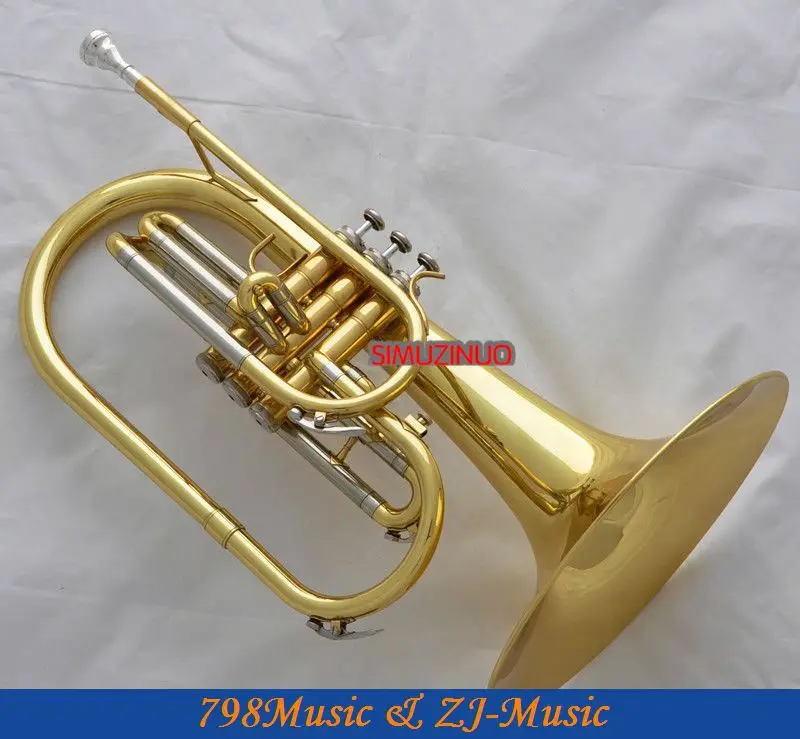 Professional Gold Lacquer Mellophone F Keys horn Monel Valves with case