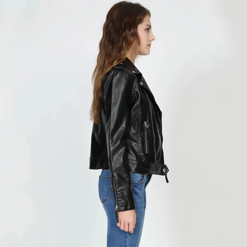 Куртка TMODA294 женская из искусственной кожи верхняя одежда на молнии