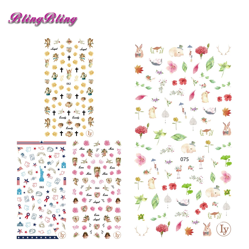 4 pcs Butterfly Adhesive Nail Sticker Kits DIY Cartoon Stickers Kids