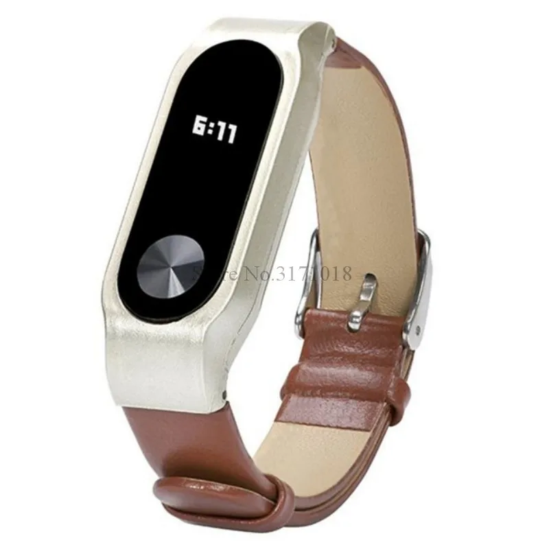 

Luxury PC Case Cover Holder + Leather Wrist Bands Strap For Xiaomi Mi band 2 Bracelet Wristbands For MiBand 2 miband2 watchband