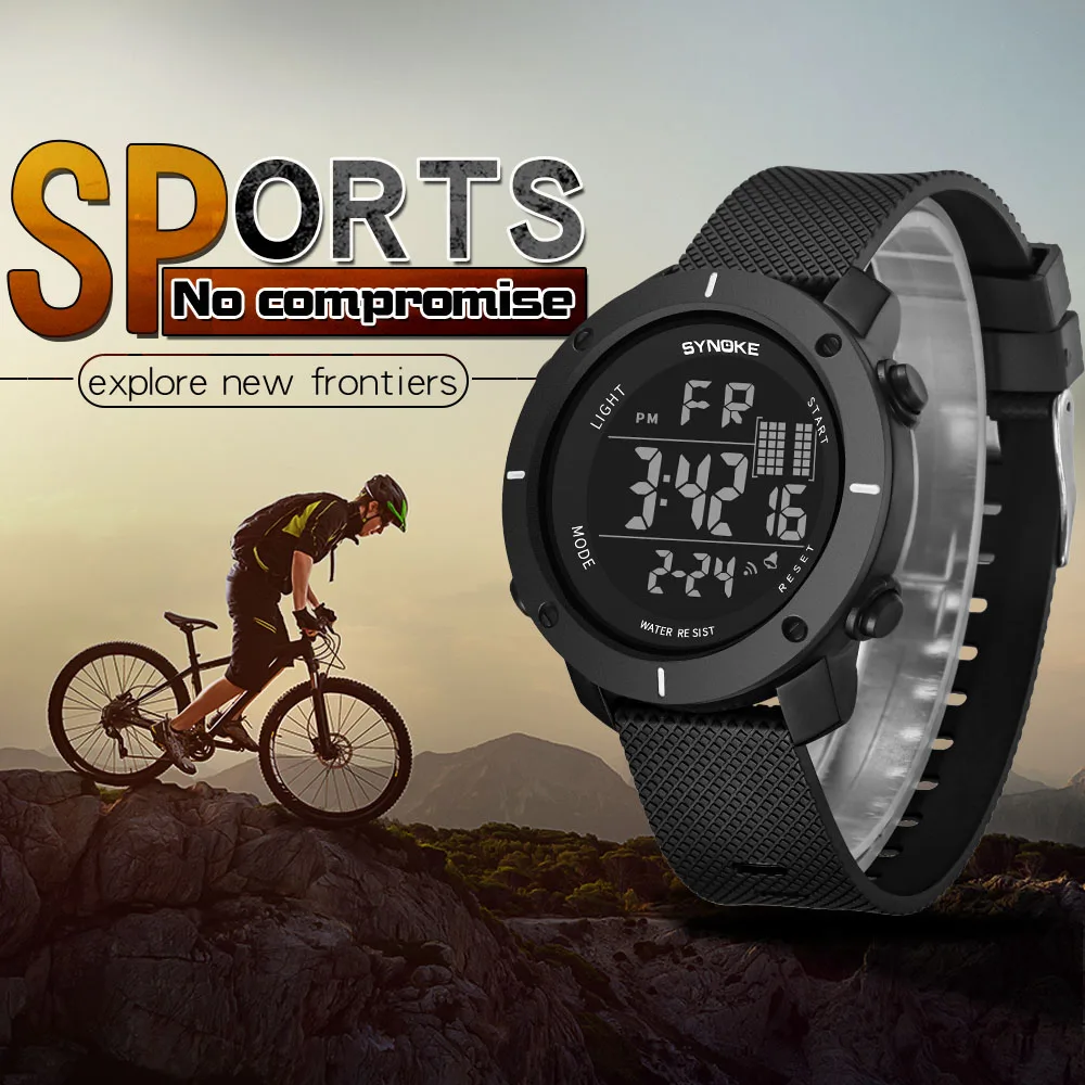 

SYNOKE New Simulation Waterproof Outdoor Multi-function Student Watch Large Dial Men's Sports Electronic Watch 9658